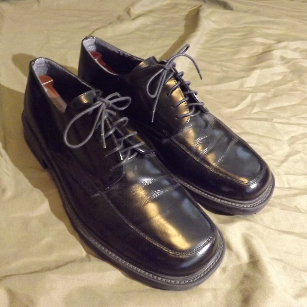 Venturini Black Sz 10 M Pacino Leather Lace-Up Mens Business Shoes